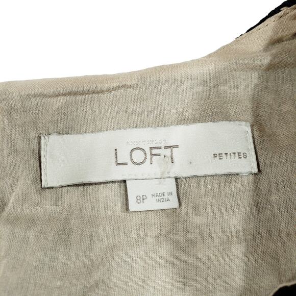 Loft Lace Mini Shift Dress 8P Women Black Tan Overlay Perforated Side Zip‎ - Picture 4 of 10